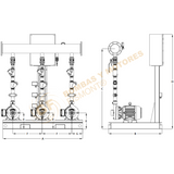 EHT-IC11/4-1.5-2 SISTEMA DE BOMBEO HIDRONEUMATICO TRIPLEX SERIE EHT CON 1.5 H.P. MARCA BARNES