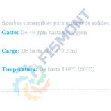 SERIE MANEJO DE SOLIDOS BOMBA SUMERGIBLE MARCA AURORA PICSA