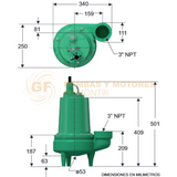 NE310-1-4-220 BOMBA SUMERGIBLE PARA AGUAS RESIDUALES Y LODOS MARCA WDM