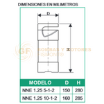 NNE1.255-1-2-110HF BOMBA SUMERGIBLE PARA AGUAS CLARAS Y LIGERAMENTE SUCIAS EN NORYL