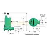 NE6480-4-220 BOMBA SUMERGIBLE PARA AGUAS RESIDUALES Y LODOS MARCA WDM