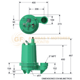 NE320-2-440 BOMBA SUMERGIBLE PARA AGUAS RESIDUALES Y LODOS MARCA WDM