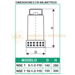 NSE15-1-2-110HF BOMBA SUMERGIBLE PARA AGUAS CLARAS Y LIGERAMENTE SUCIAS EN ACERO INOXIDABLE MARCA WDM