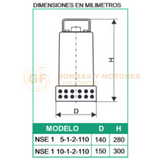 NSE15-1-2-110HF BOMBA SUMERGIBLE PARA AGUAS CLARAS Y LIGERAMENTE SUCIAS EN ACERO INOXIDABLE MARCA WDM