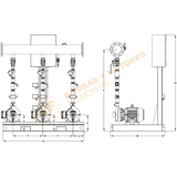 EHT-IC11/4-2-2 SISTEMA DE BOMBEO HIDRONEUMATICO TRIPLEX SERIE EHT CON 2.0 H.P. MARCA BARNES