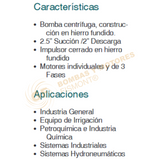 ME2 50-1 TEFC BOMBA CENTRIFUGA DE MEDIANA PRESION CON MOTOR ELECTRICO MARCA WDM